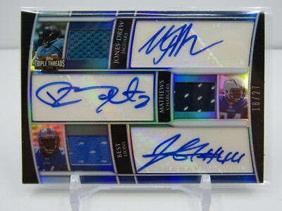 JONES-DREW/ MATHEWS/ BEST 2010 TOPPS TRIPLE TREADS TRIPLE PATCH AUTO #18/27