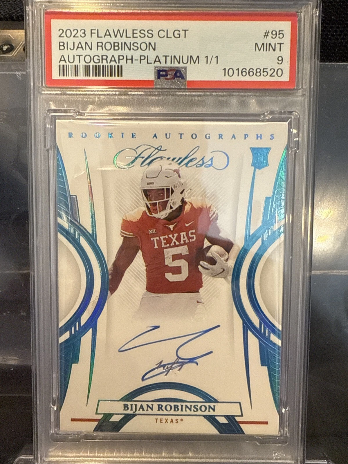 Bijan Robinson Panini Flawless Collegiate #95 Autograph-Platinum 1/1