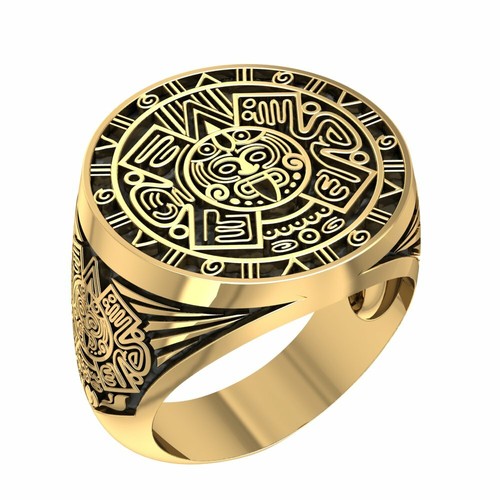Anillo calendario azteca para hombres Mayan Sun Brass Jewelry 6-15 BR-14 | eBay