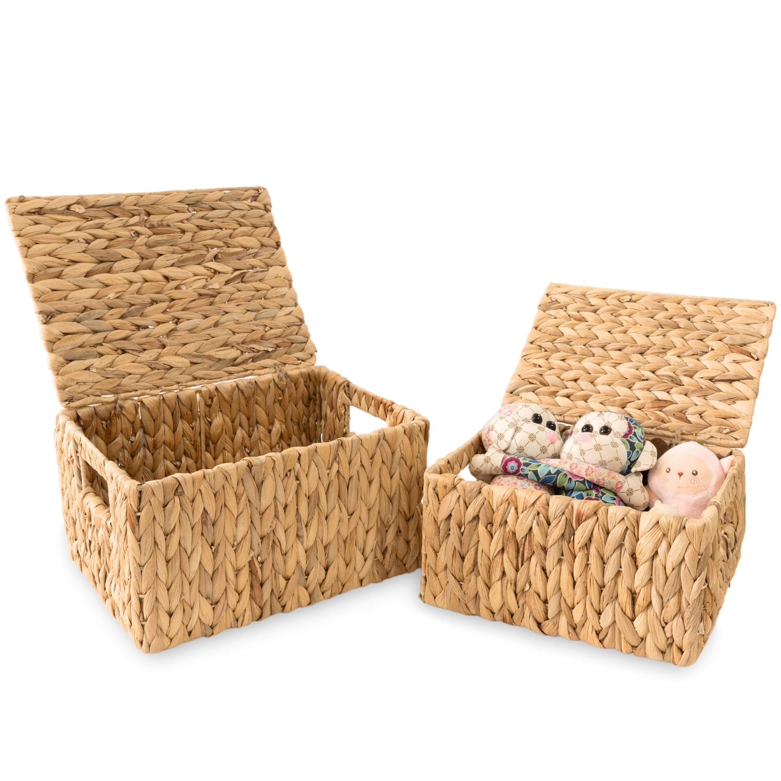 Wicker Storage Baskets with Lid Set of 2 Decorative Organizing Bins for Home-image