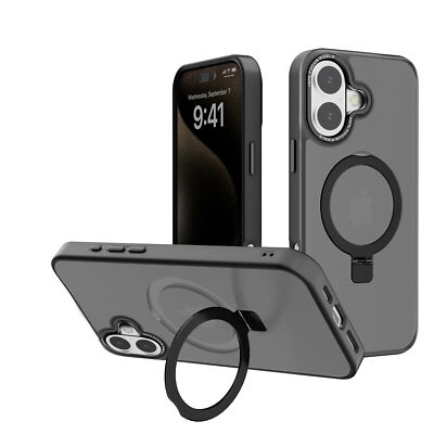 For Apple iPhone 16 Case 6.1'' Magnetic Kickstand Shockproof Wireless Cover+Glass