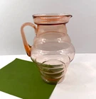 Dunbar Glass Pink Ringed Pitcher #1146 Elegant Depression Glass Vintage Kitchen