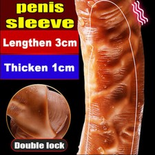 Silicone-Condom-Reusable-Realistic-Penis-Extender-Sleeve-Enlarger-Bigger