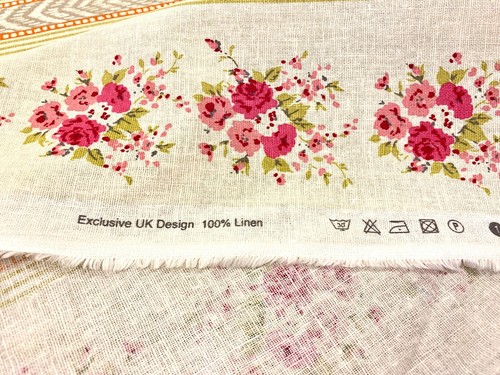 908. Lala Sorbet, Roses on stripes 100% Linen Cushion Cover Various sizes - Picture 4 of 4