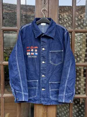 Coat Chore Denim Jacket PEPSI Suntory Design Original Mens Medium USA