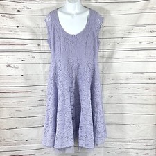 Lane Bryant Lace Dress Size 18/20 Short Sleeve A-Line Lilac Floral Scoop-Neck