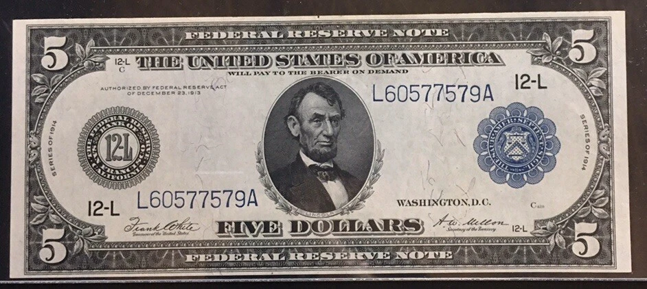 1914 $5 Federal Reserve Note PCGS 63PPQ Choice New San Francisco FR 891a Mr. C - Image 2 of 3