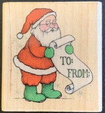 Hero Arts Santa  s Gift List To From Gift Tag Rubber Stamp Christmas