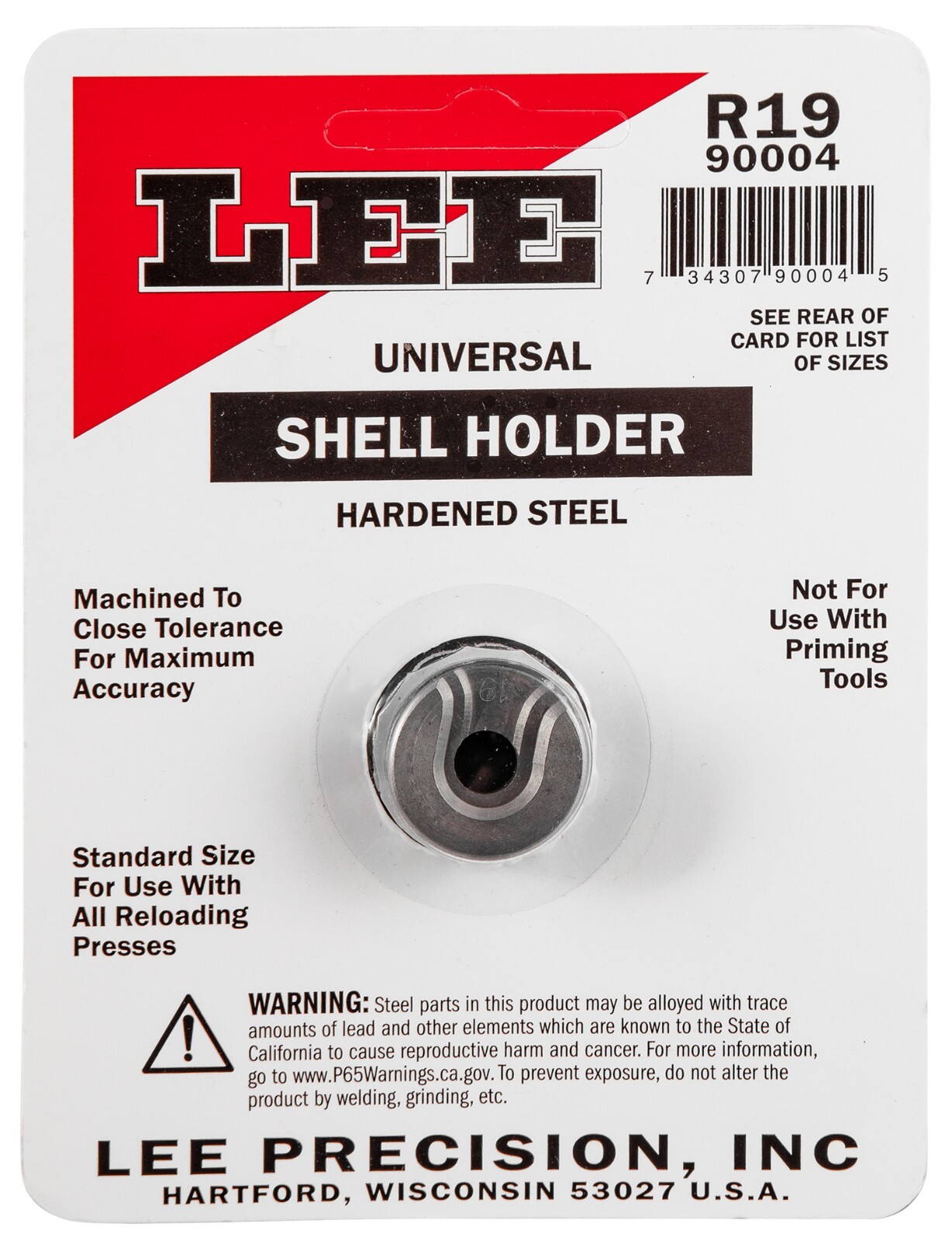 Lee Precision Shell Holder Universal #19R 9mm Luger / 38 ACP / 40 S&W ...