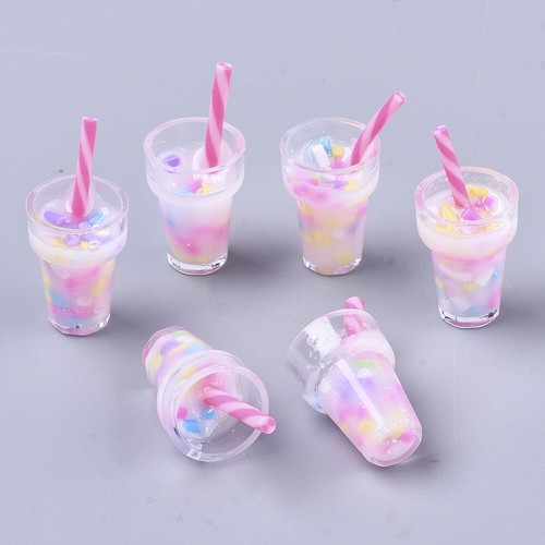 10pc Polymer Clay Epoxy Resin Pendants Mini Cute Juice Cup Dangle eBay