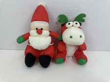 Vintage Soft Dreams Nylon Plush Christmas Holiday Santa  Moose Toys