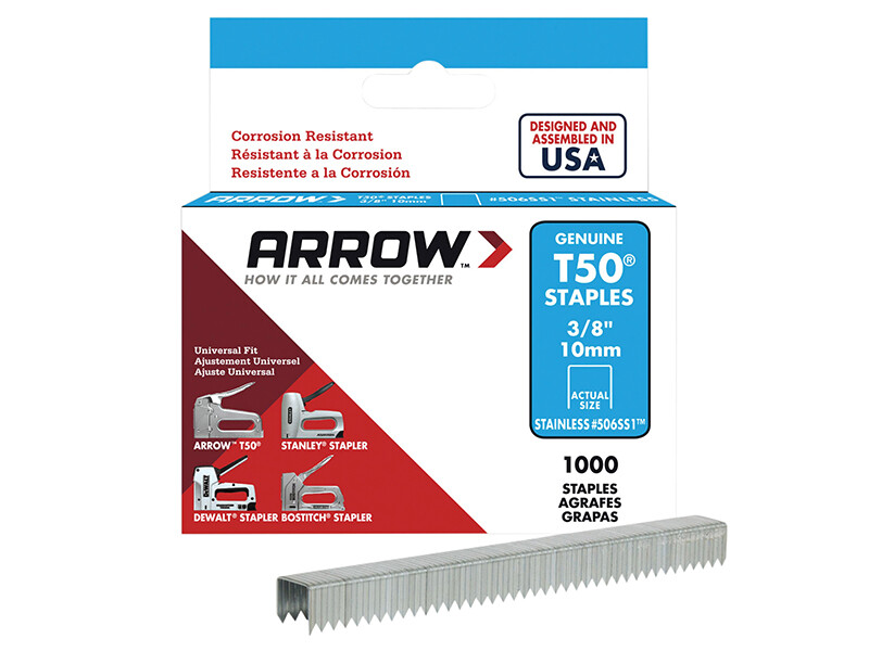 Arrow T50 Stainless Steel Staples Size: 3/8" - 10Mm Pack: 1000 - Image 5