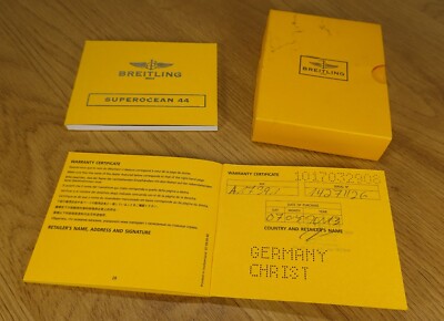 ORIGINAL BREITLING Superocean 44 A17391 PAPIERE Garantieheft Booklet DEUTSCHLAND