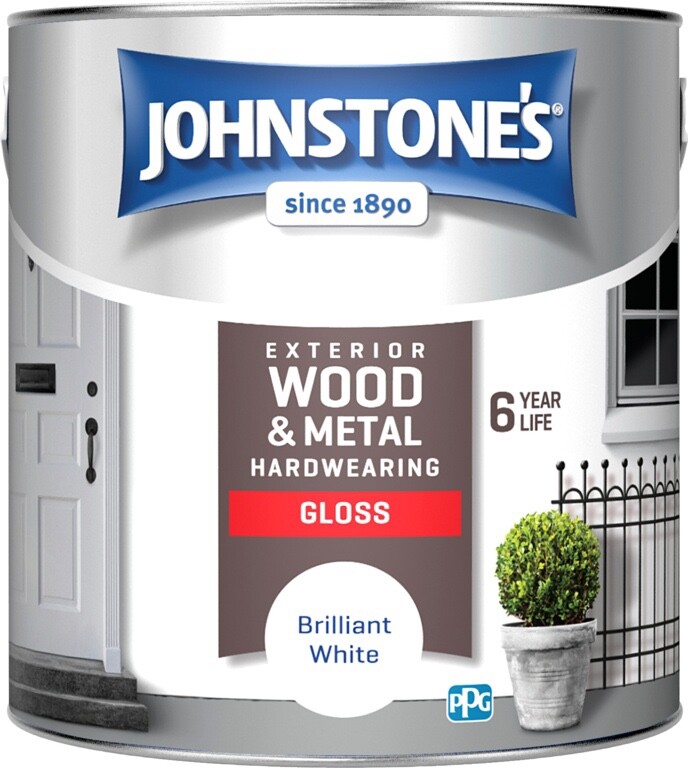 Johnstone's Wood & Metal Exterior Hardwearing Gloss Paint 2.5L - Brilliant White
