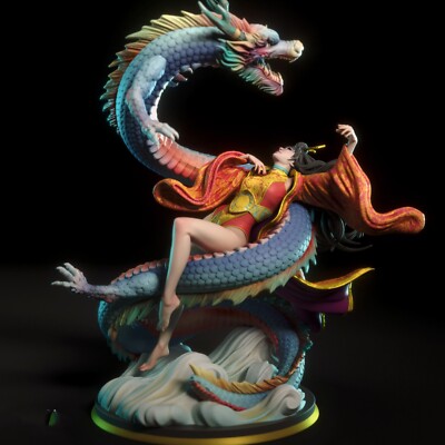 Yahui and the Dragon 3D Printed 12K Figure Statue Resin Model Kit Unassembled