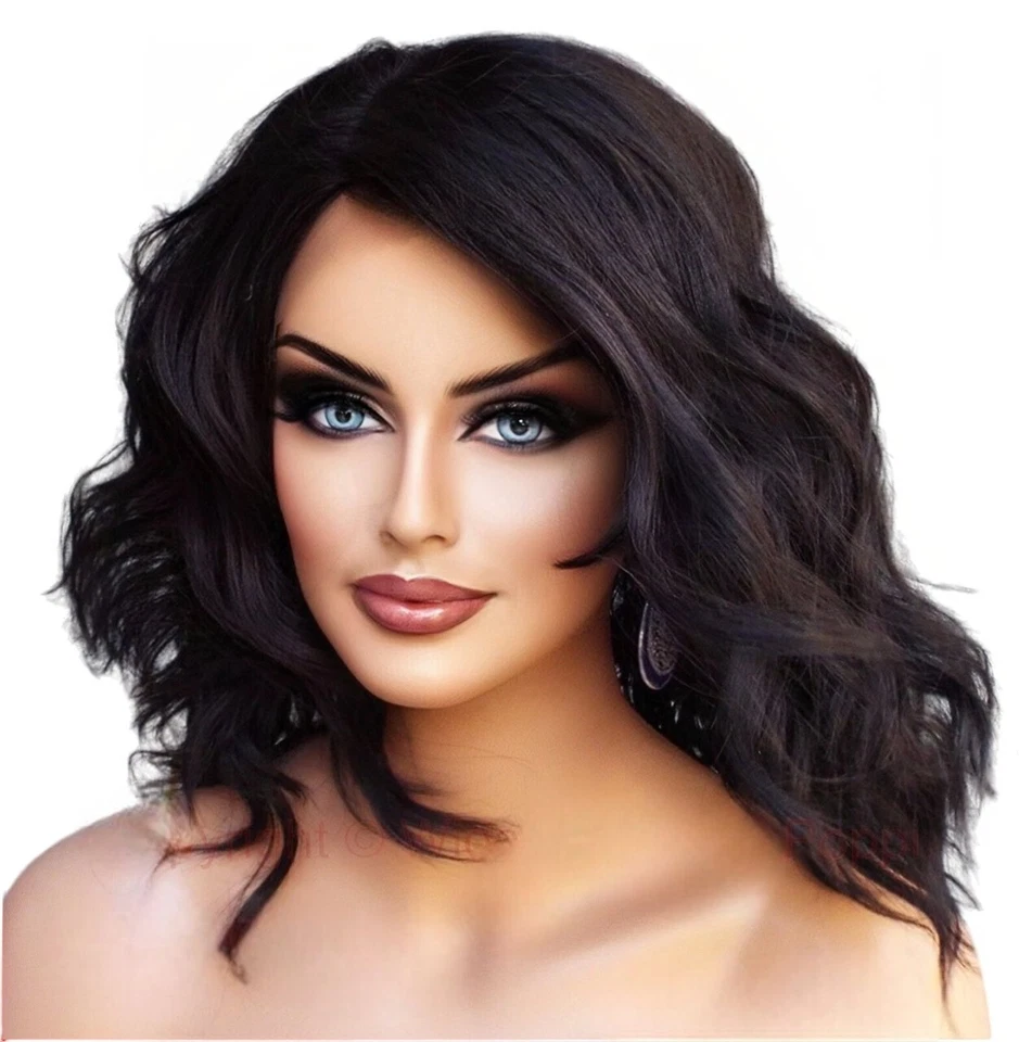 СВОБОДНЫЙ ПАРИК BEACHY WAVE | ТЕПЛОВОЙ БЕЗОПАСНЫЙ | СРЕДНЯЯ ДЛИНА | МЯГКИЙ ЧЕРНЫЙ 1B | США ПРОДАТЬ 459 - Изображение 2 из 4