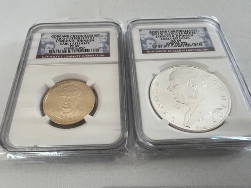 2015-P LYNDON B. JOHNSON COIN & CHRONICLE SET E.R NGC PR69 & 1 oz SIL MEDAL MS69