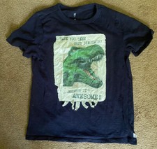 Youth Boy GAP Kids Dinosaur Solid Navy Blue Short Sleeve Casual T-Shirt Size M