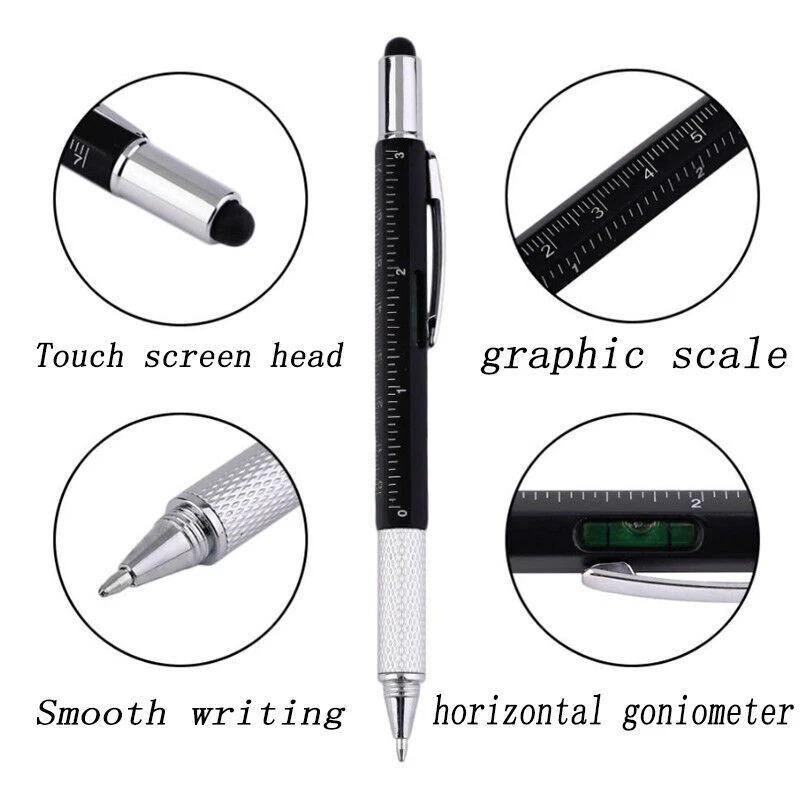 Multifunction 6in1 Screen Stylus Ballpoint Pen + Ruler Screwdriver Tool - Image 3 of 4