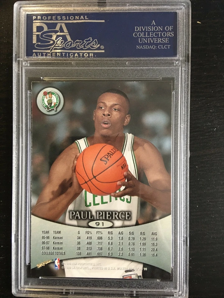 1998 Skybox Paul Pierce PSA 10 Molten Metal Rookie #91  - Image 2 of 2
