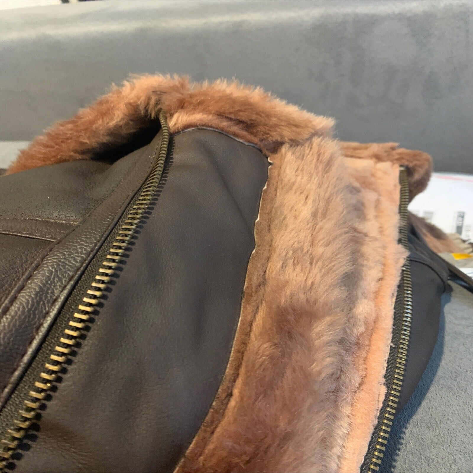 B3 RAF Aviator Bomber Jacket for Men - Brown Shearling Leather Fur Irvin Style image 7