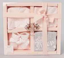 Juicy Couture Pink Gray Juicy Princess Bodysuit Box Set Size 6-9M MSRP 68 NWT