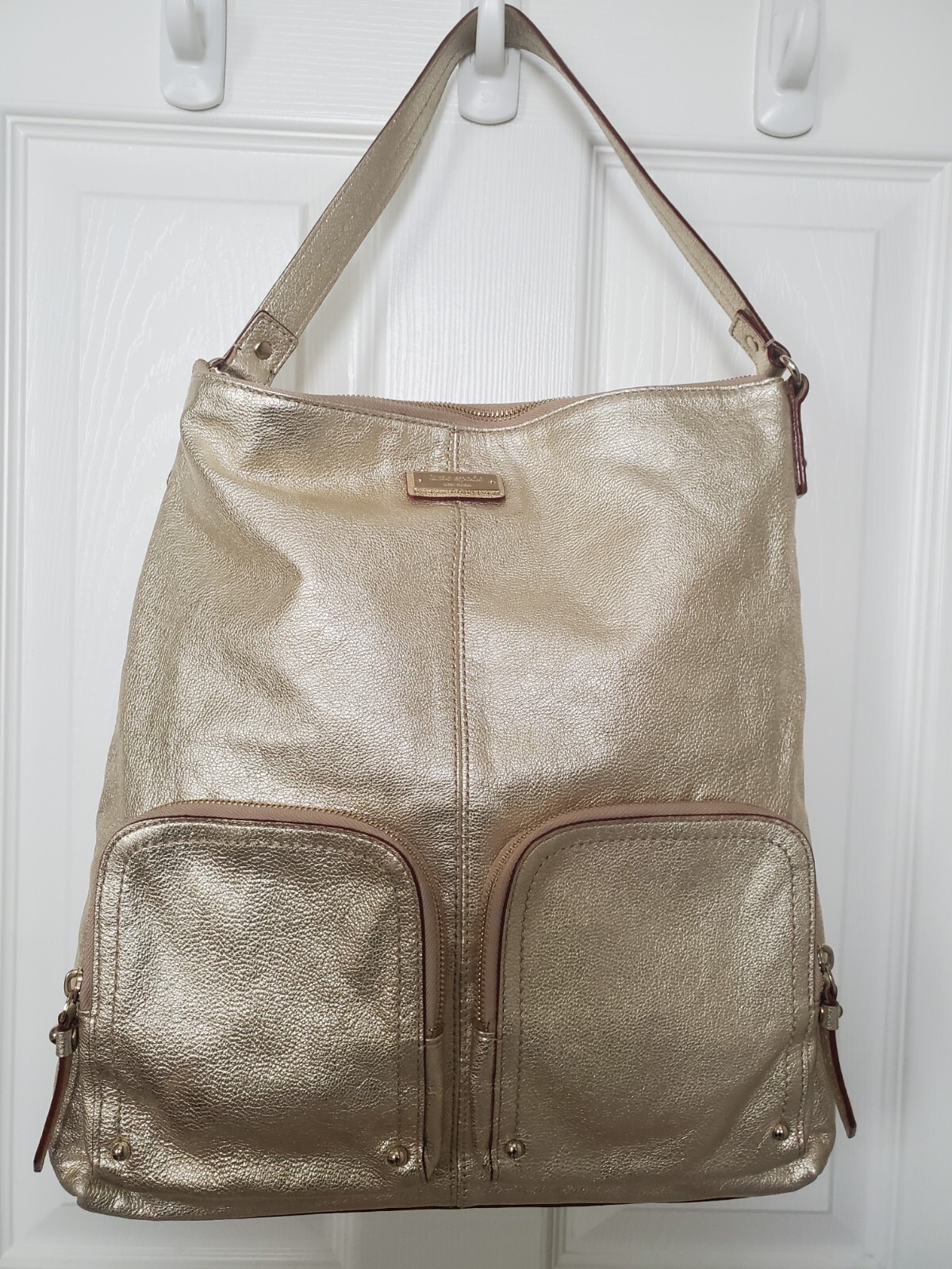 Kate Spade Gold Metallic Tote Bag Leather Shopper eBay