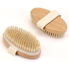 2Pcs Natural Bristle Exfoliating Brush, Body Scrubber for Lymphatic Drainage,
