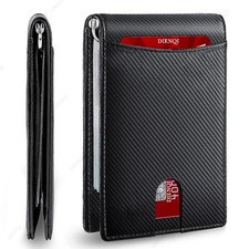 Men  s Slim Pop Up Wallet RFID Blocking Carbon Fiber Bifold Fast Ship Men Gift