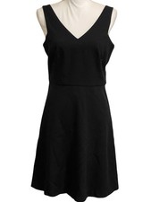 LOFT Black V Neck Sleeveless 1" Straps Back Zip Dress Women’s Size 6