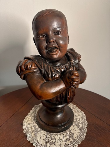 Antique Bronzed Bust Sculpture By Fred Guillemin, 1878 - Picture 1 of 12