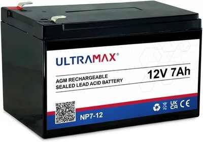 Ultramax 12V 7AH Versiegelte Akku Alarmanlage & Einbruchmeldeanlage