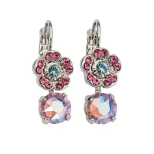 Mariana Sunkissed Sunrise Rose AB  Rhodium Floret Drop Small Crystal Earrings
