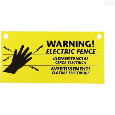 3-Pack Electric Fence Warning Signs   English, Spanish, French - High Visibility