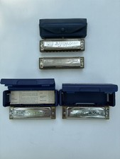 Vintage Harmonica Lot of 4 Hohner Germany C G Blues Harp Marine Band