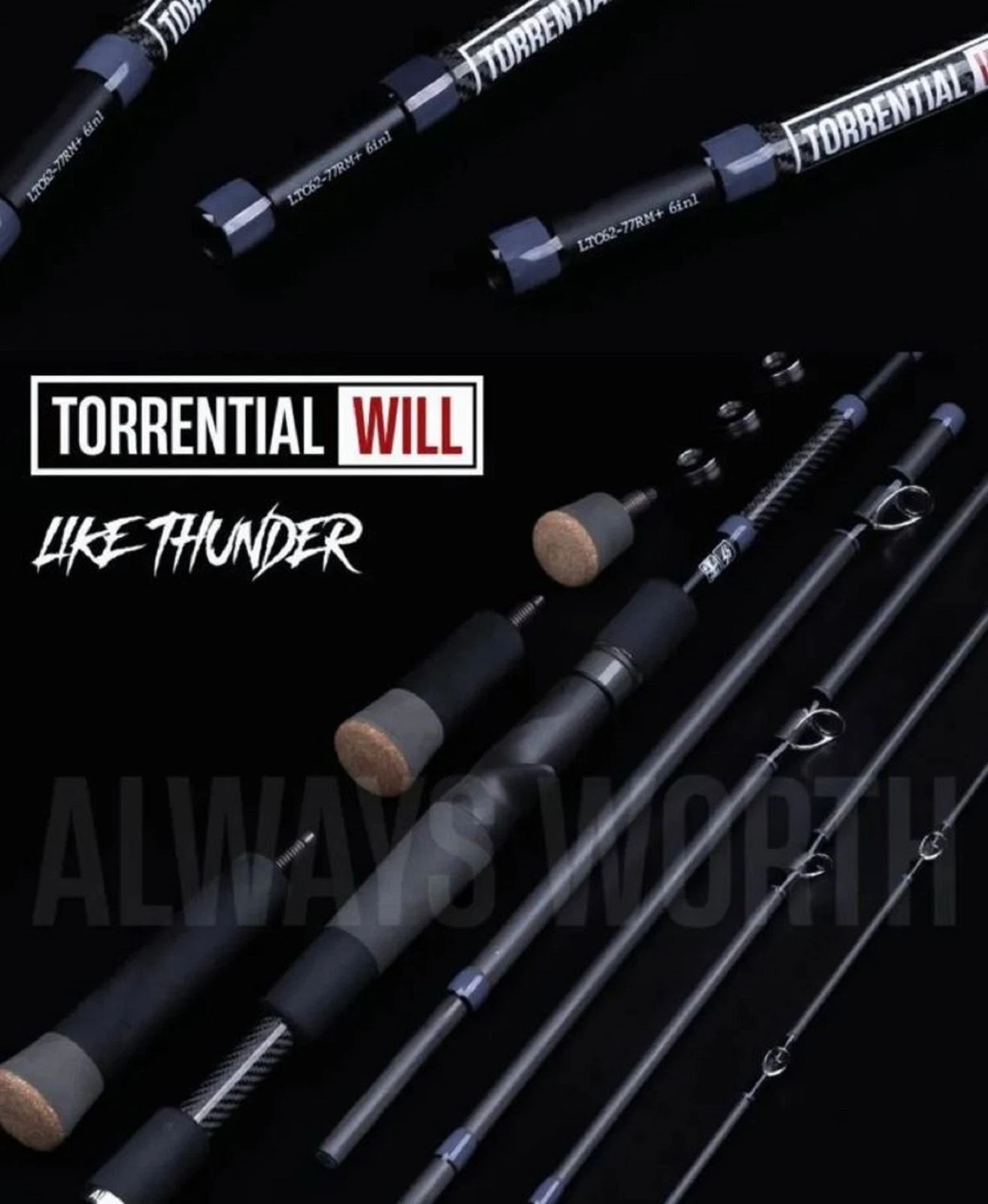 Torrential Will Rod Baitcast Like Thunder LTC64-710RH+ 6+1pc Travel (6005)