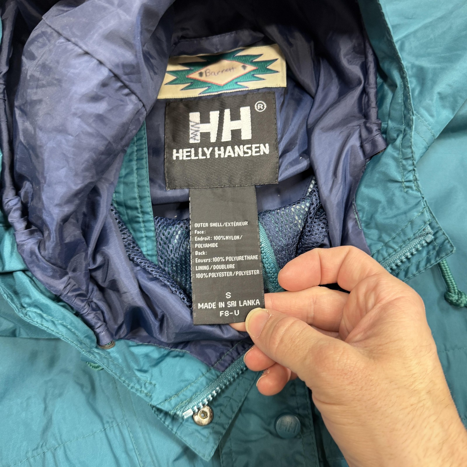 Helly Hansen Packable Jacket Mens Small Teal Hood… - image 5
