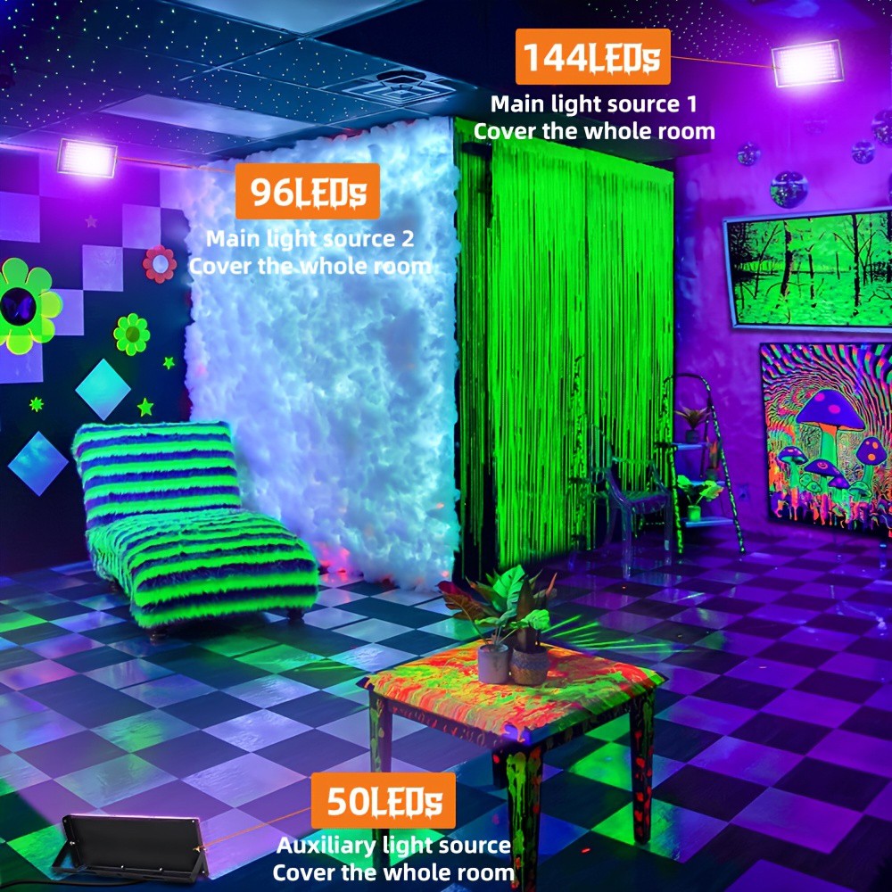 100W UV Black Light Bar LED Floodlight Stage Blacklight Party DJ Club Halloween