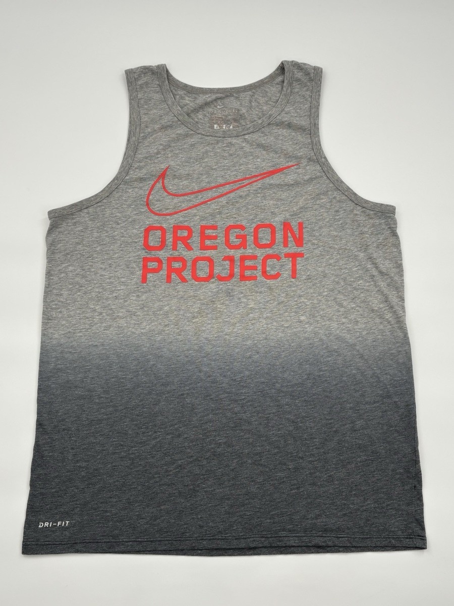 Nike Oregon Project Tank Top Running Singlet Dri-Fit Gray Orange