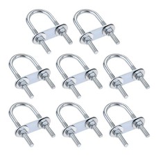 8 Sets Round U-Bolt 25mm Inner Width 70mm Length Steel M6 with Nut Plate Washer