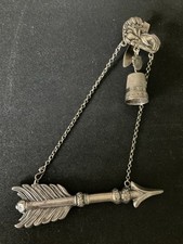 Chatelaine Silver Needlework Needle Holder Thimble Clip to Attach at Waist c1800