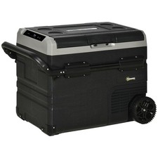 Outsunny 50L Car Refrigerator 12V Portable Freezer w/ Inner LED Light, Wheels