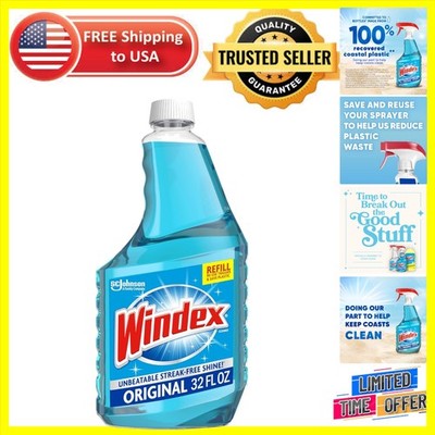 Streak-Free Glass Cleaner - 32oz Eco-Friendly Solution with Blue Scent