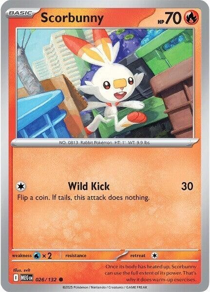 Scorbunny 026/132 2025 Pokemon TCG Mega Evolution Regular Common Near Mint