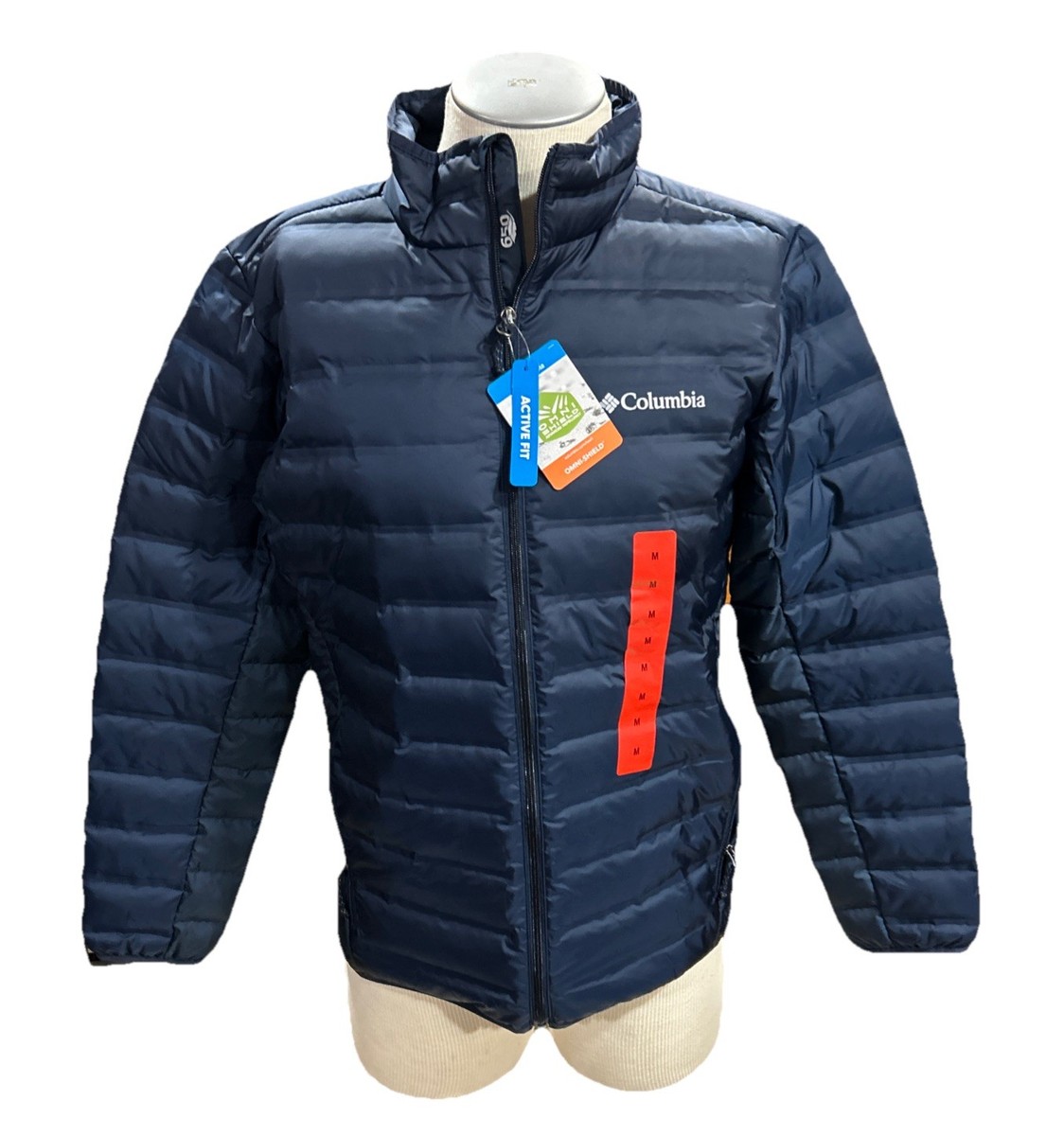 Columbia Mens Puffer Duck Down 650 Jacket Medium Blue Omnishield