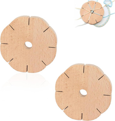 2 Stück Knüpfstern, Holz Disk Weben Scheibe, Armband Strickscheibe 8 Schlitze Ru