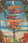 Tropical Beach Vintage Metal Tin Sign Surfboard Wall Art 12x16 Inch