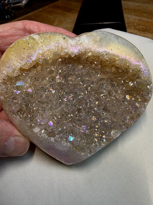 Angel Pearl Opal Aura Crystal Gemstone Artisan Carved Heart Specimen 007