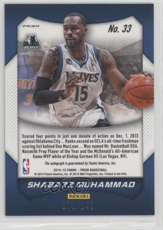 2014-15 Panini Prizm Auto Red Pulsar Prizm /149 Shabazz Muhammad #33 Auto - Image 2 of 2