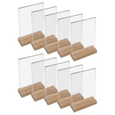 HMF 10x Acryl Tischaufsteller mit Holzfu&szlig; Hochformat DIN A4 Men&uuml;kartenaufsteller